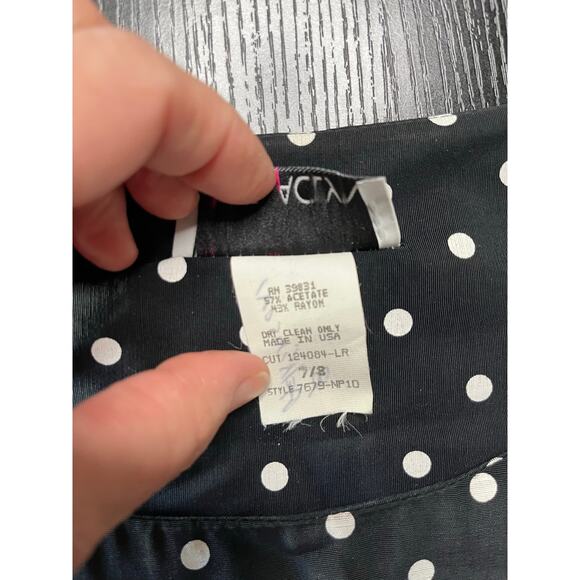 Vintage 90's Just Jacalyn Polka Dot Side Button Midi Dress - Picture 7 of 10